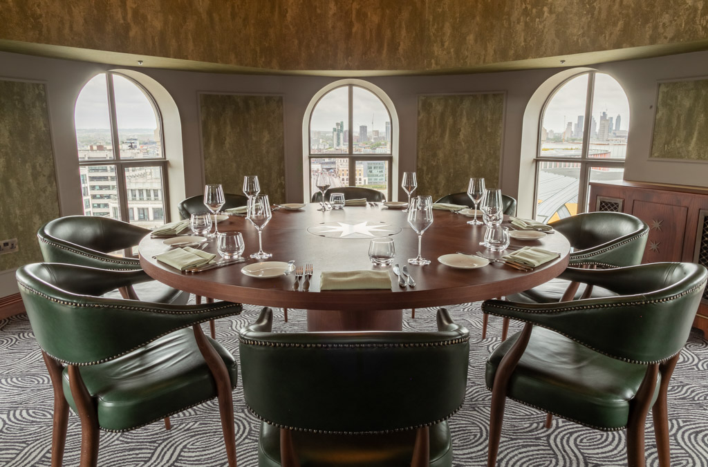 The private dining space the Cupola in Wagtail Rooftop Bar and Restaurant