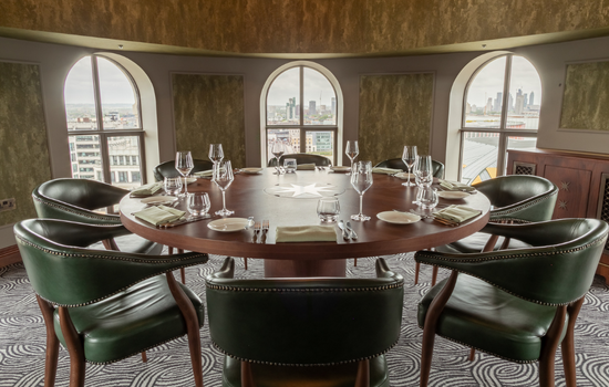 The private dining space the Cupola in Wagtail Rooftop Bar and Restaurant